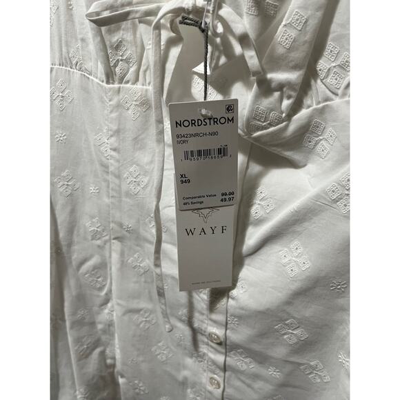 WAYF White Cotton Eyelet Mini Dress XL NWT Party Holidays Family Photos Wedding - Picture 4 of 9